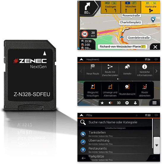 Изображение ZENEC, Z-N326, Z-N328 navigacijos kortele                                                                                                             